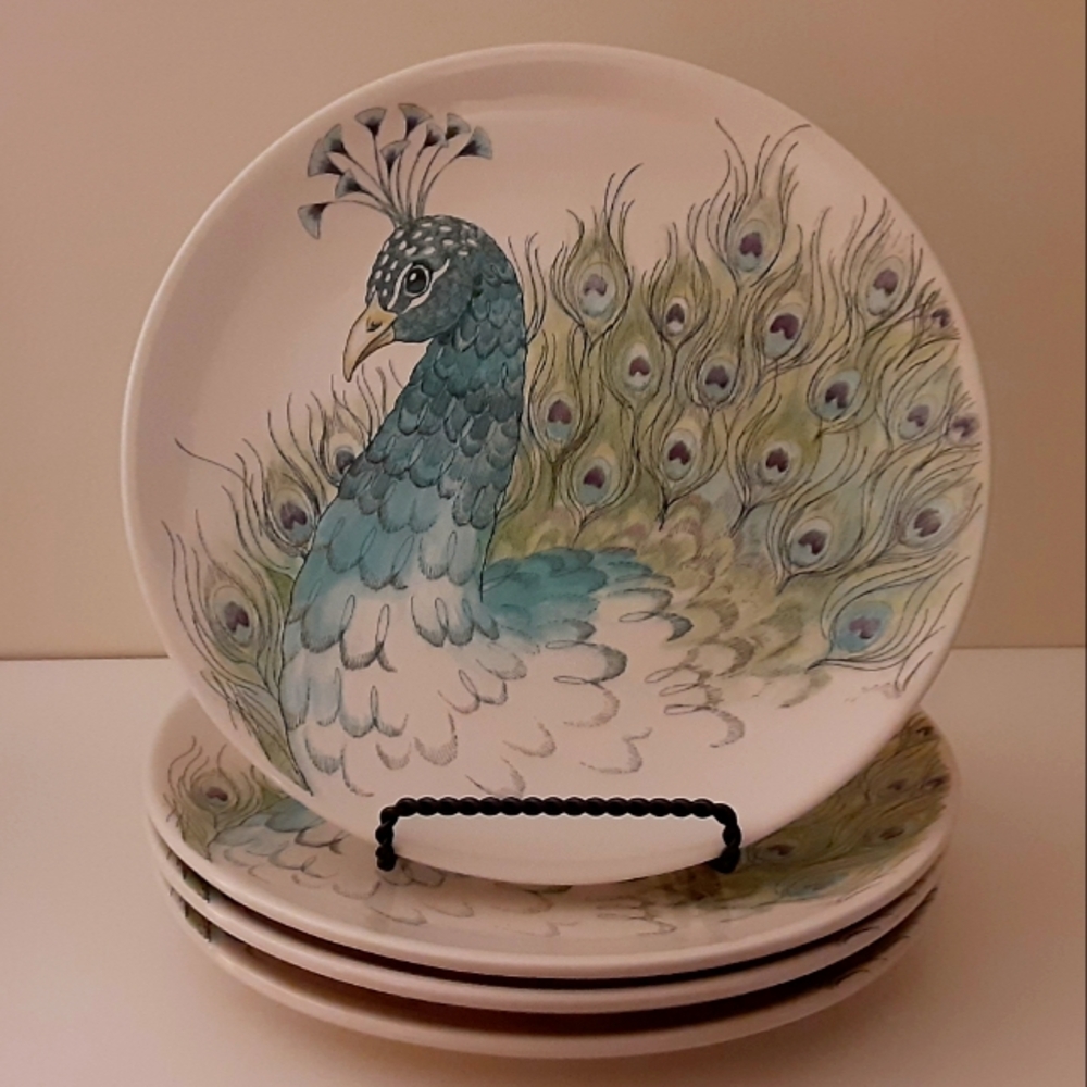 9" Peacock Plates - SET OF FOUR - Edie Rose Home Collection